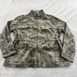 Old Navy Womens Camo Utility Field Jacket Green Camouflage Zip Up Size Large EUC